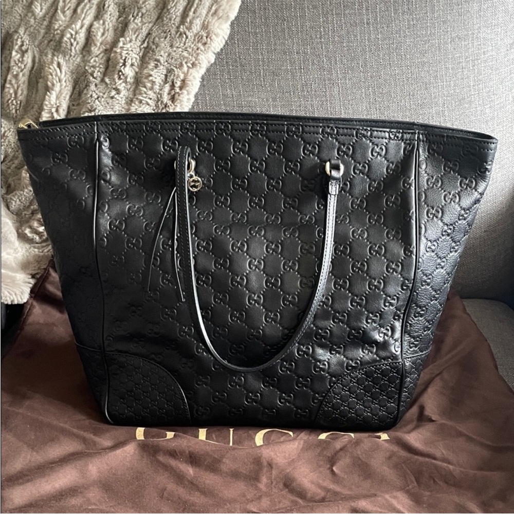 Gucci Black Microguccissima Large Tote Bag